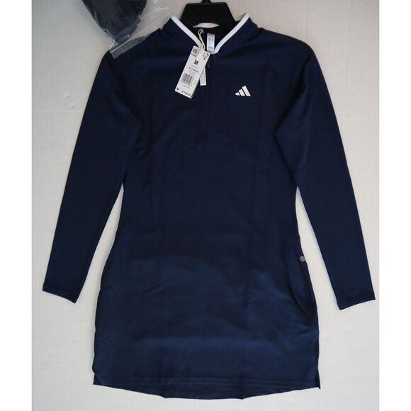 adidas HS8959 Women's Sz M Collegiate Navy Blue L/S Golf Dress w/Shorts - Picture 4 of 16